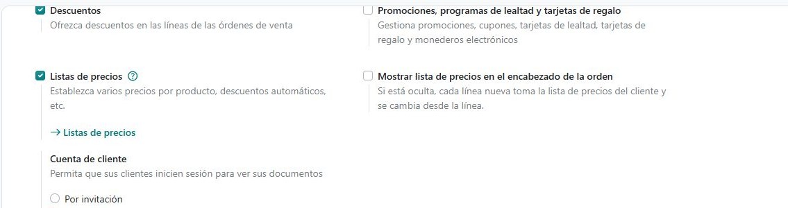 Ajuste para mostrar la lista de precios en el encabezado de la orden