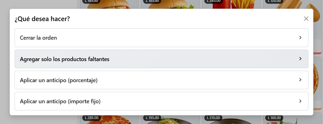 Opciones al cargar una cotización en el POS