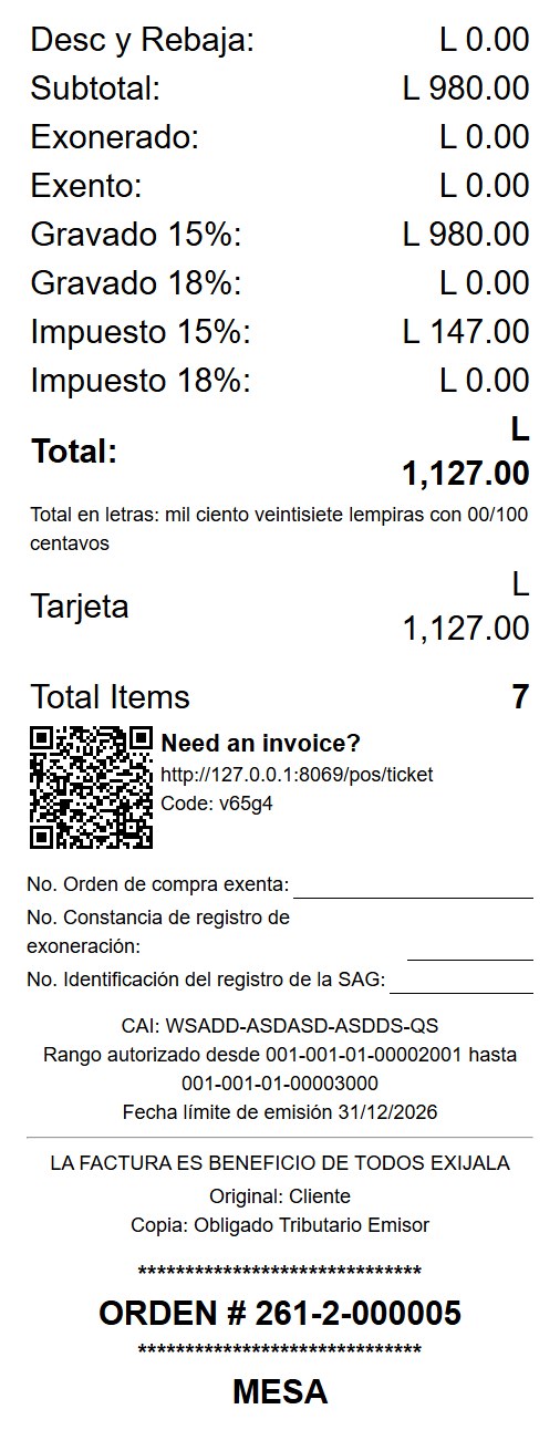 Pie del ticket con desglose de impuestos y CAI