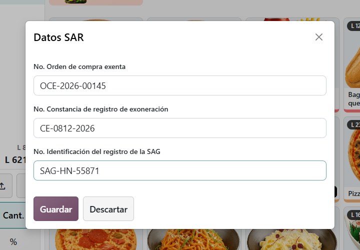 Diálogo Datos SAR en el POS