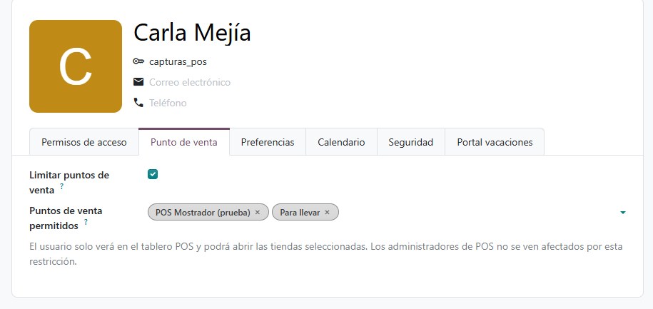 Restricción de puntos de venta en la ficha del usuario