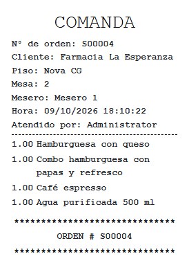 Comanda impresa desde la cotización